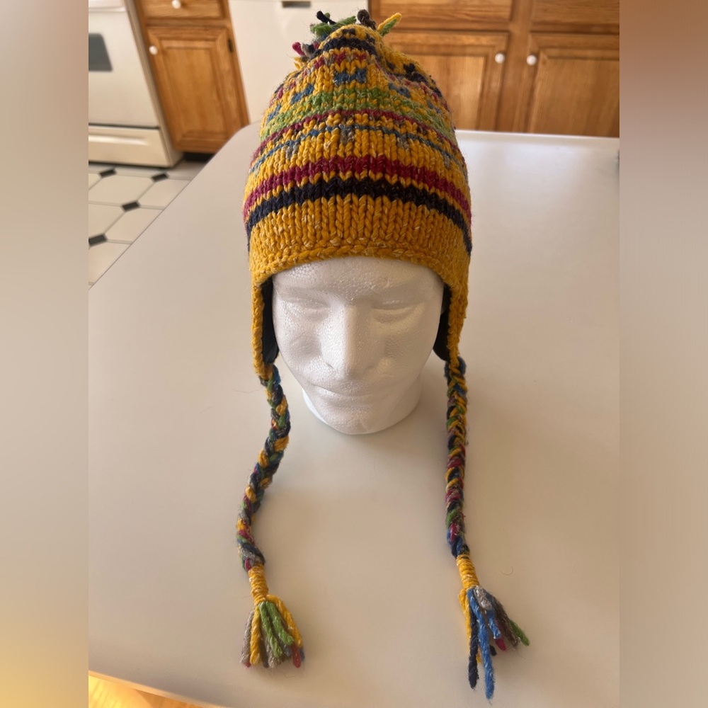 Artesanias Yellow Multicolor Earflap Hat
